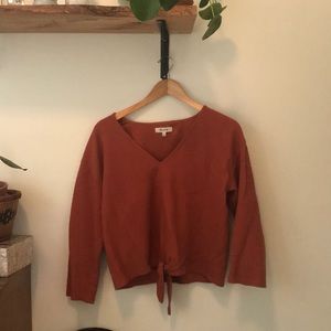 Madewell rust red tie front top